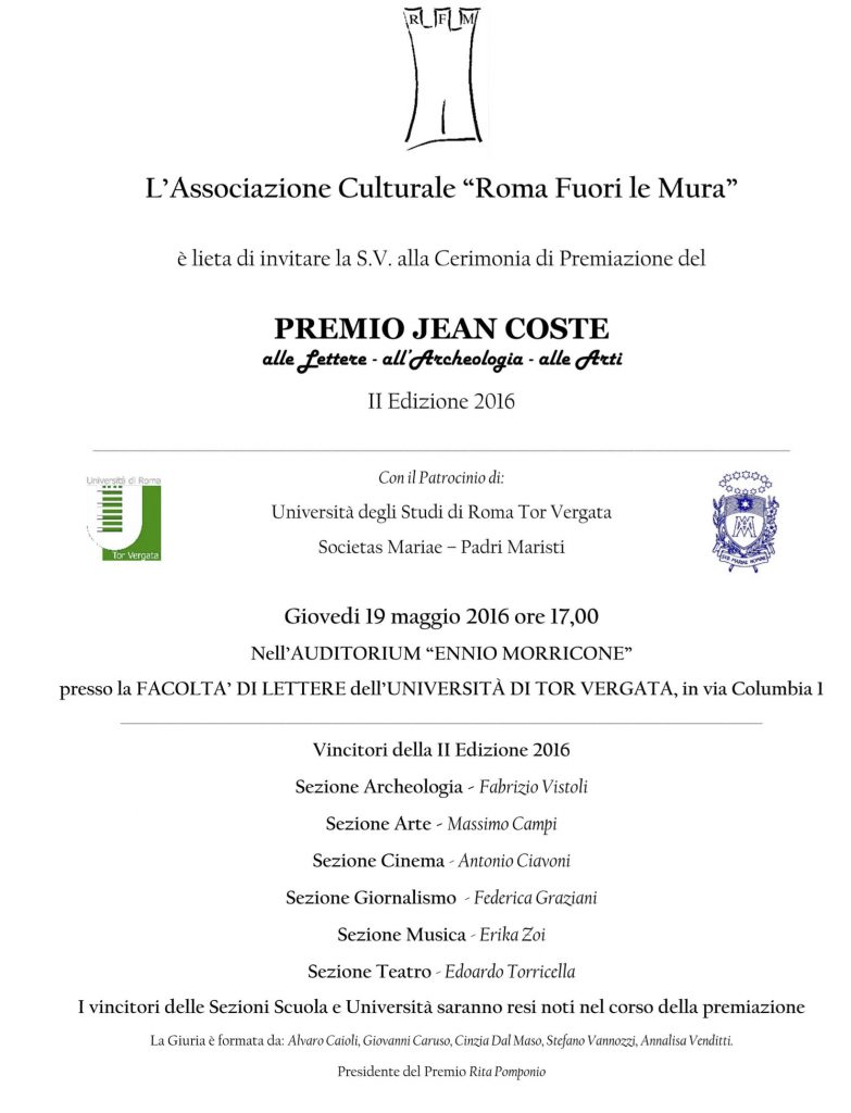 Invito Premio Jean Coste II Ed. 2016