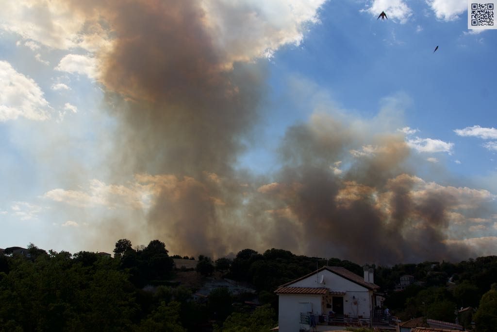 Scappano le rondini dall'incendio ai Monti di Sant'Andrea