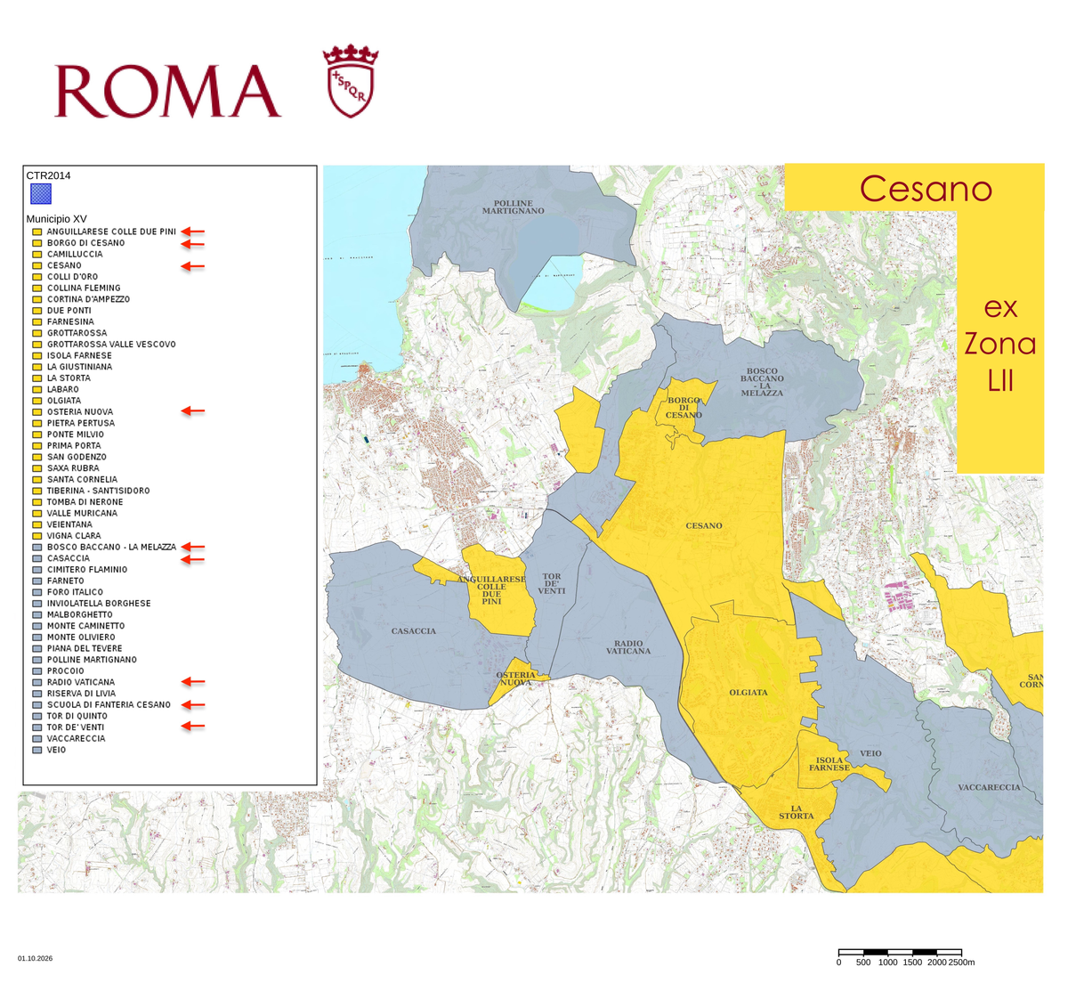 Cesano: da Zona LII a 9 parti
