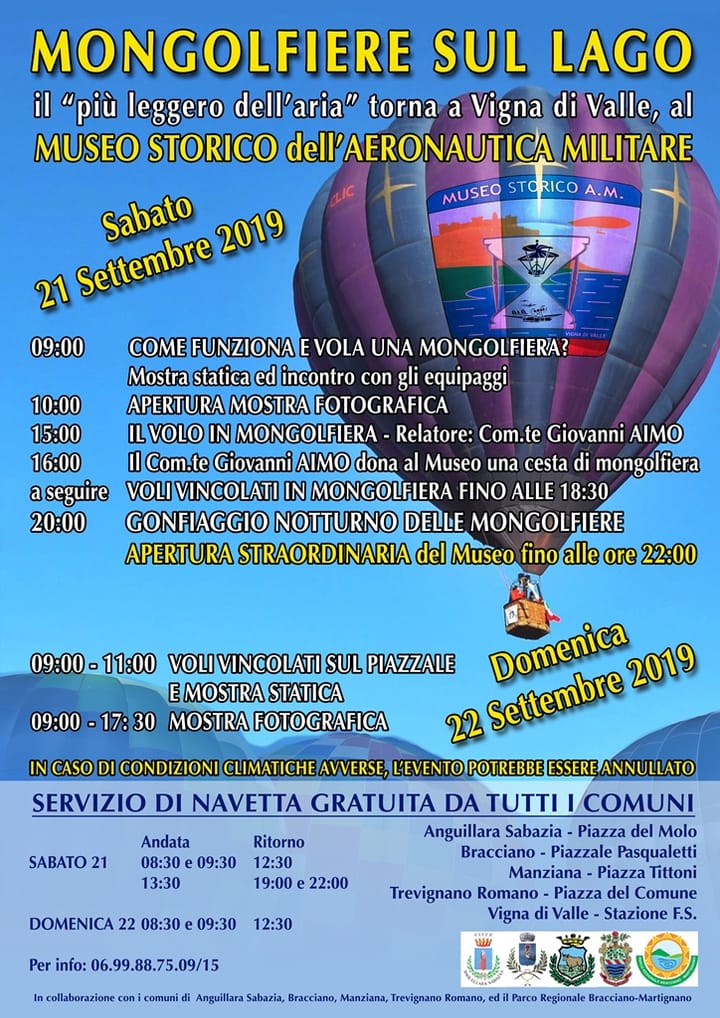 Vigna di Valle sabato 21 e domenica 22 “Mongolfiere sul lago”